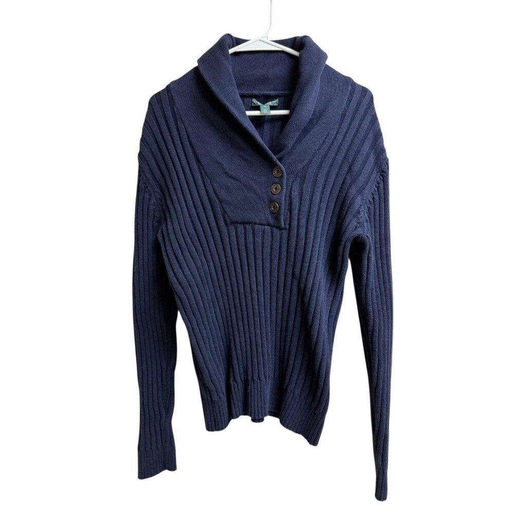 LRL Lauren Jeans Co Ribbed Shawl Collar Sweater Navy 100% Cotton XL